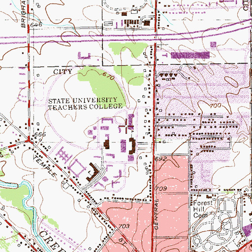 Topographic Map of WCVF-FM (Fredonia), NY