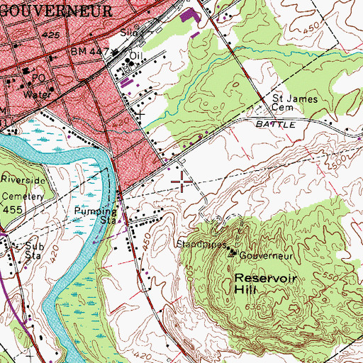 Topographic Map of WGIX-FM (Gouverneur), NY