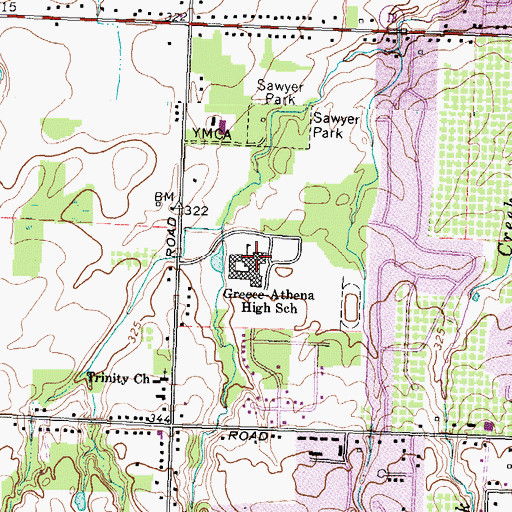 Topographic Map of WGMC-FM (Greece), NY