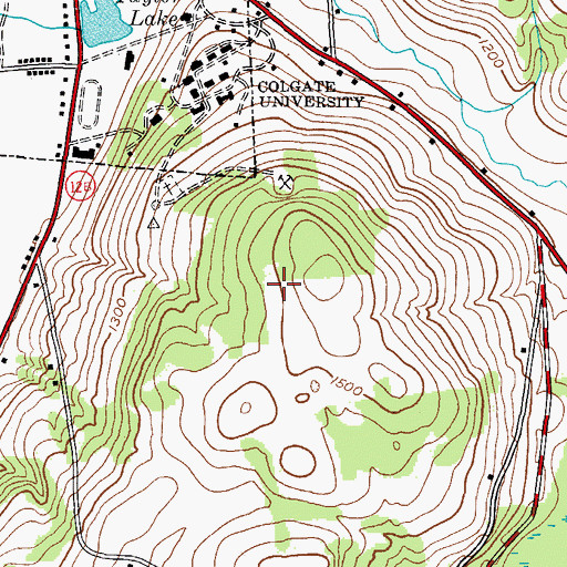 Topographic Map of WRCU-FM (Hamilton), NY