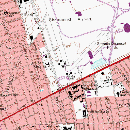 Topographic Map of WRHU-FM (Hempstead), NY