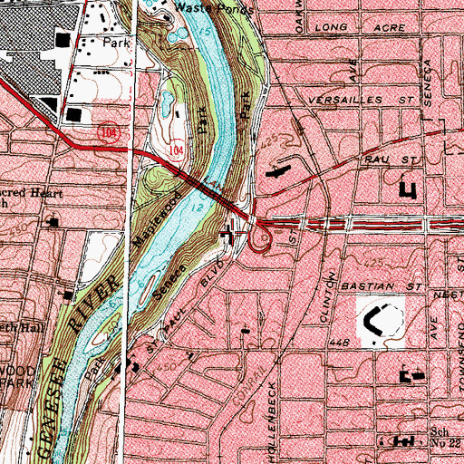Topographic Map of WOSB-FM (Irondequoit), NY