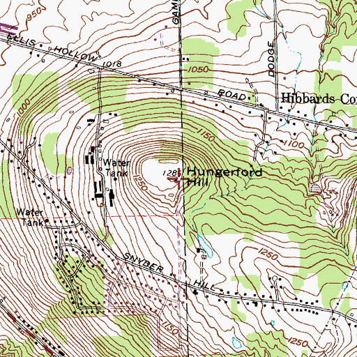 Topographic Map of WVBR-FM (Ithaca), NY