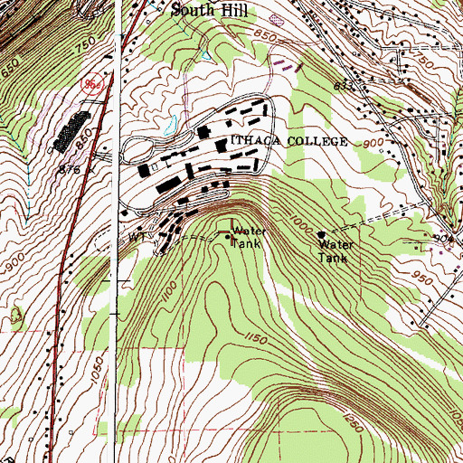 Topographic Map of WICB-FM (Ithaca), NY