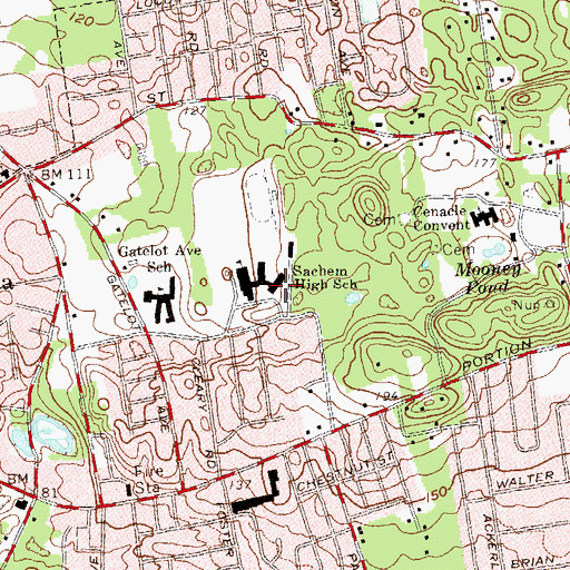 Topographic Map of WSHR-FM (Lake Ronkonkoma), NY