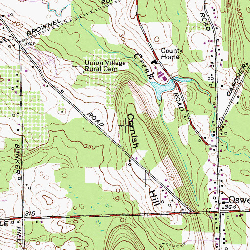 Topographic Map of WRVO-FM (Oswego), NY