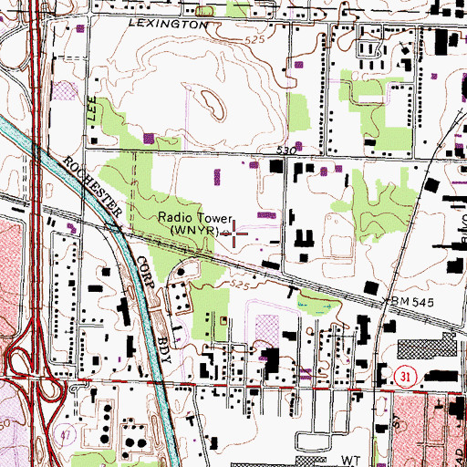 Topographic Map of WRMM-FM (Rochester), NY