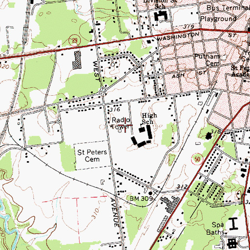 Topographic Map of WQQY-FM (Saratoga Springs), NY