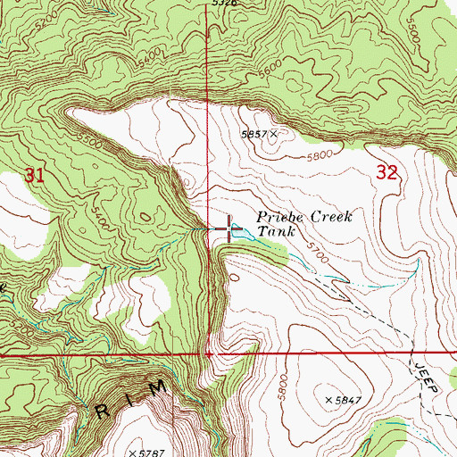 Topographic Map of Priebe Creek Tank, AZ