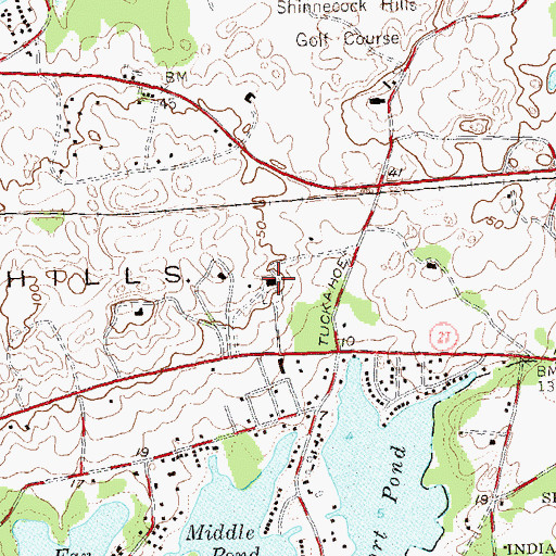 Topographic Map of WPBX-FM (Southampton), NY