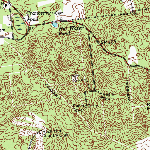 Topographic Map of WPBX-FM (Southampton), NY