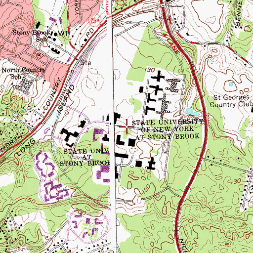 Topographic Map of WUSB-FM (Stony Brook), NY