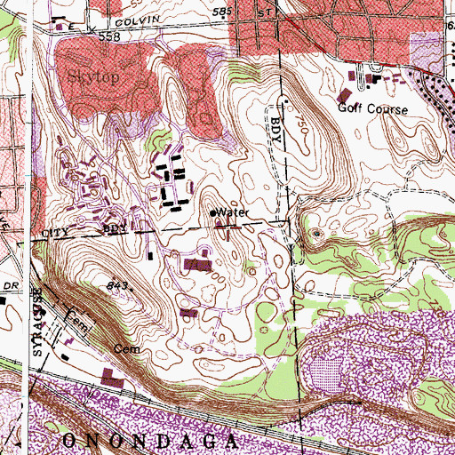 Topographic Map of WAER-FM (Syracuse), NY