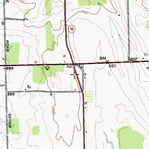 Topographic Map of WNYR-FM (Waterloo), NY