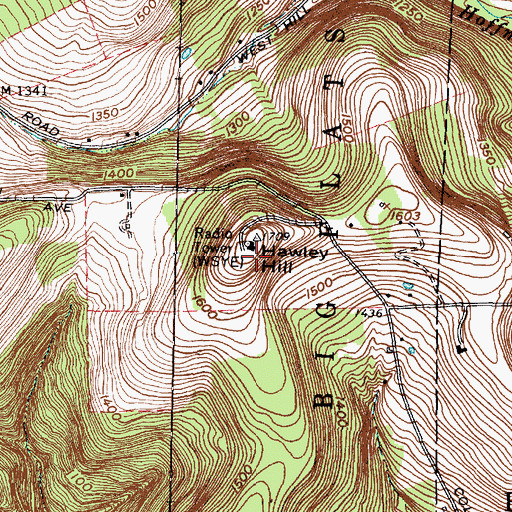 Topographic Map of WETM-TV (Elmira), NY