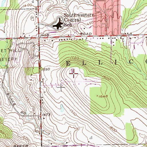 Topographic Map of WTJA-TV (Jamestown), NY