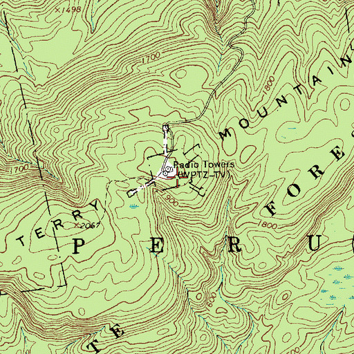Topographic Map of WPTZ-TV (North Pole), NY
