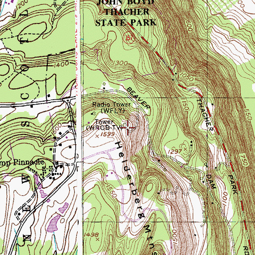 Topographic Map of WRGB-TV (Schenectady), NY