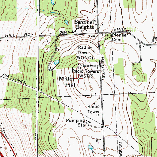 Topographic Map of WSTM-TV (Syracuse), NY