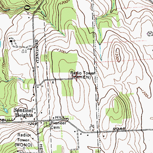 Topographic Map of WTVH-TV (Syracuse), NY