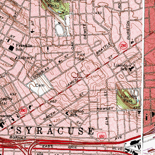 Topographic Map of WSNR-TV (Syracuse), NY