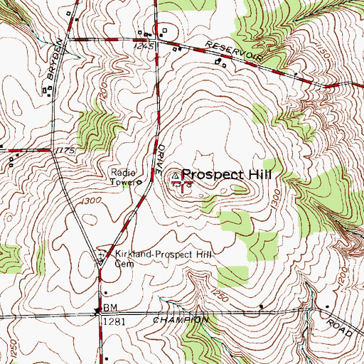 Topographic Map of WFXV-TV (Utica), NY
