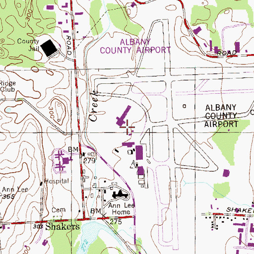 Topographic Map of Albany International Airport, NY