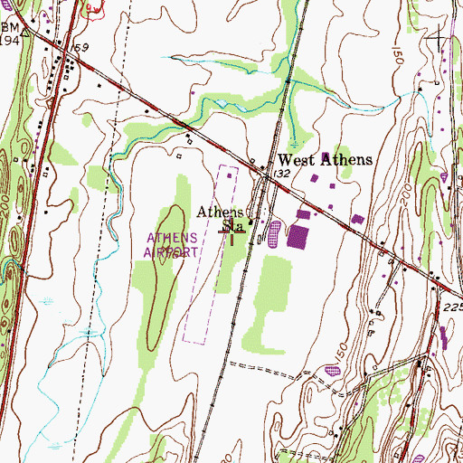 Topographic Map of Athens Airport, NY