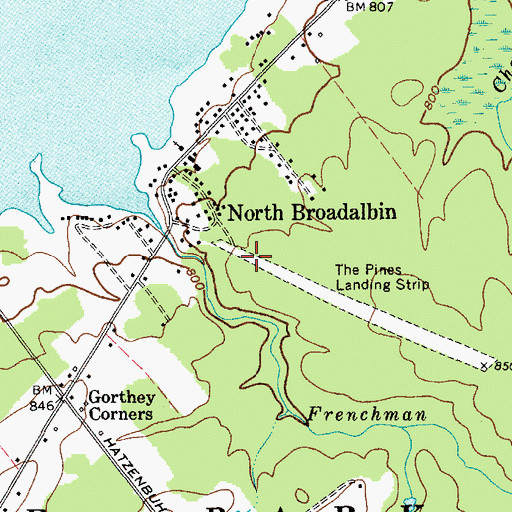 Topographic Map of The Pines Airport, NY