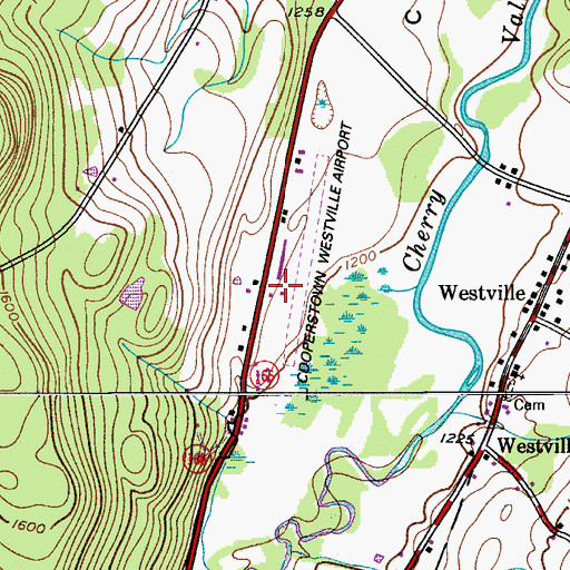 Topographic Map of Cooperstown-Westville Airport, NY