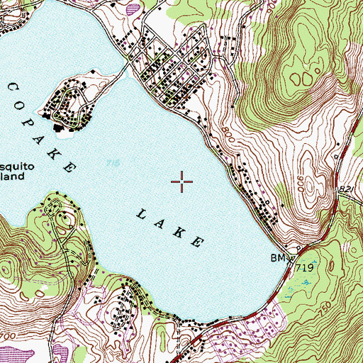 Topographic Map of Copake Lake Seaplane Base, NY
