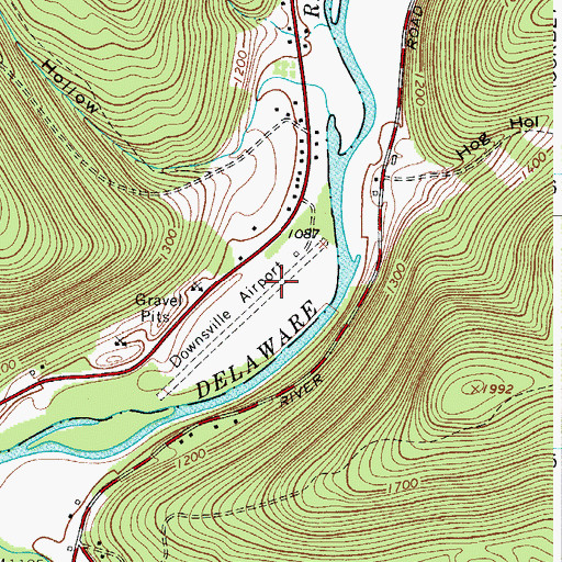 Topographic Map of Downsville Airport, NY