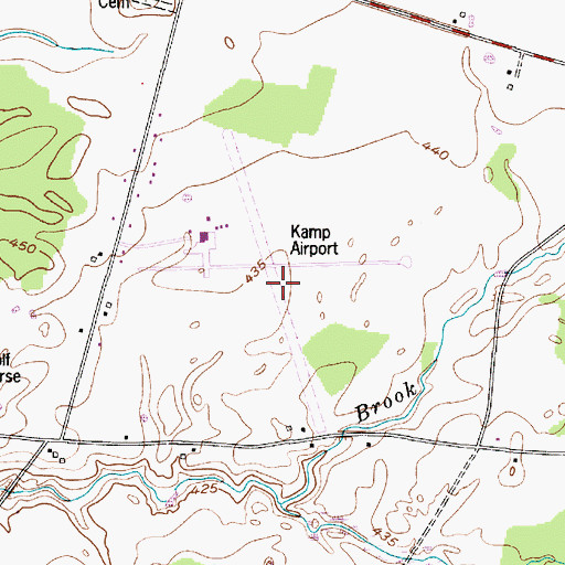 Topographic Map of Kamp Airport (historical), NY