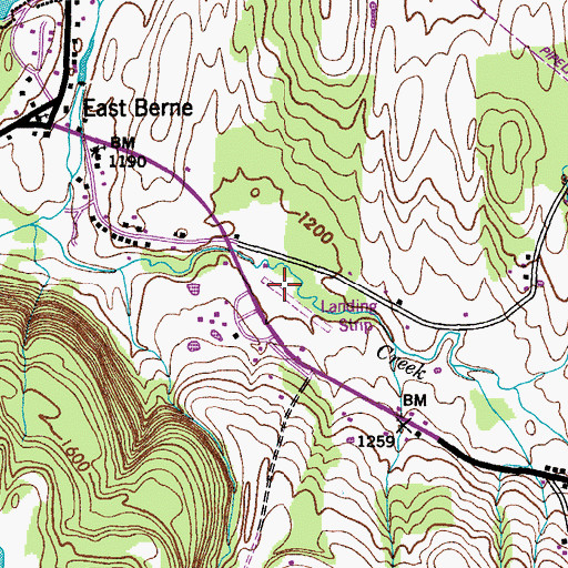 Topographic Map of Heldeberg Airstrip, NY
