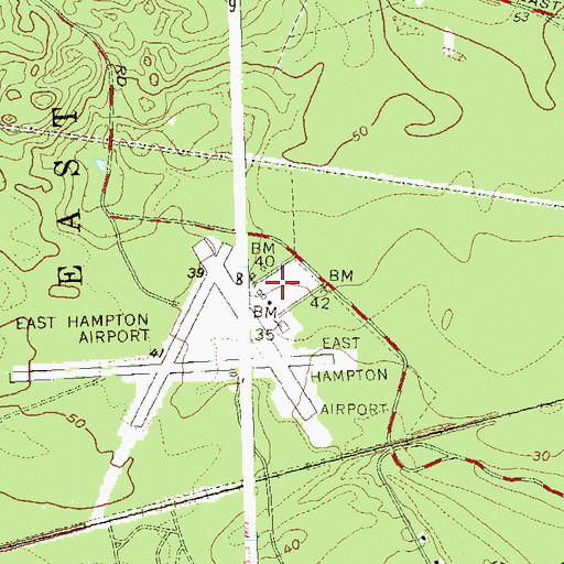 Topographic Map of East Hampton Airport, NY