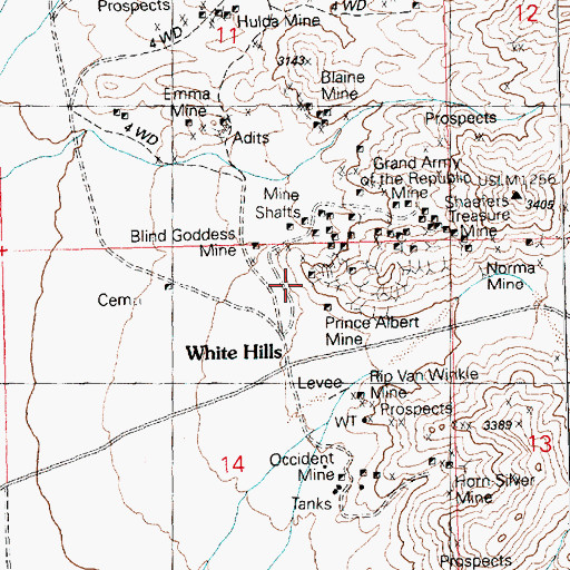 Topographic Map of Prince Albert Mine, AZ