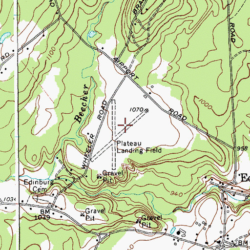Topographic Map of Plateau Sky Ranch Airport, NY