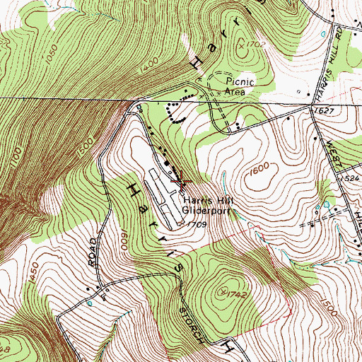 Topographic Map of Harris Hill Gliderport, NY