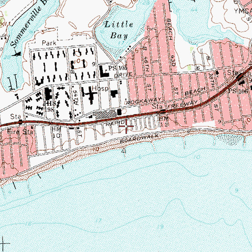 Topographic Map of Peninsula Hospital Center Heliport (historical), NY