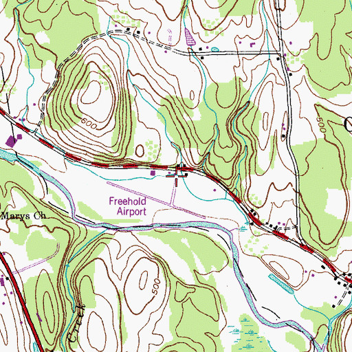 Topographic Map of Freehold Airport, NY