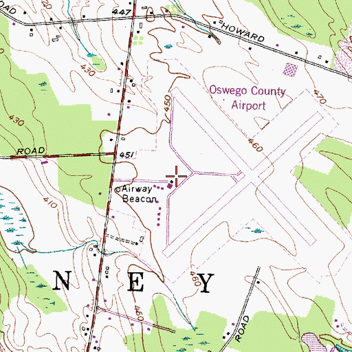 Topographic Map of Oswego County Airport, NY