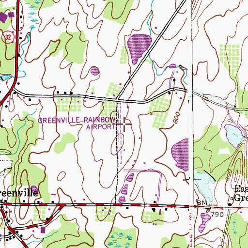 Topographic Map of Greenville-Rainbow Airport, NY
