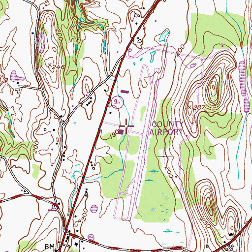Topographic Map of Columbia County Airport, NY