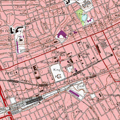 Topographic Map of Mary Immaculate Hospital Heliport, NY