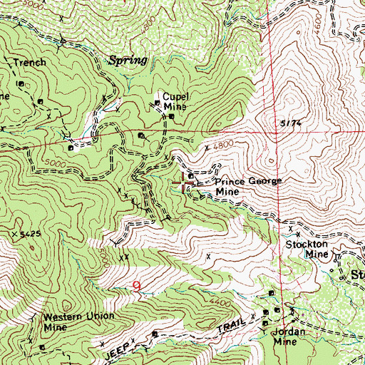 Topographic Map of Prince George Mine, AZ