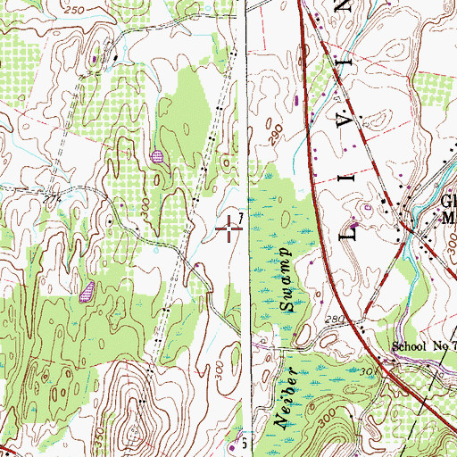 Topographic Map of Green Acres Airport, NY