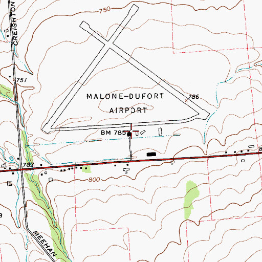 Topographic Map of Malone-Dufort Airport, NY