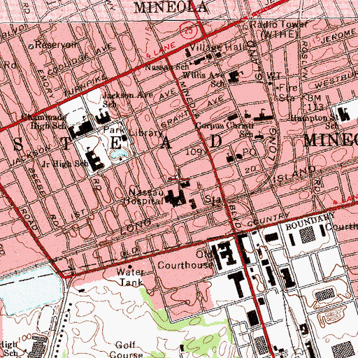 Topographic Map of Winthrop University Hospital Heliport, NY