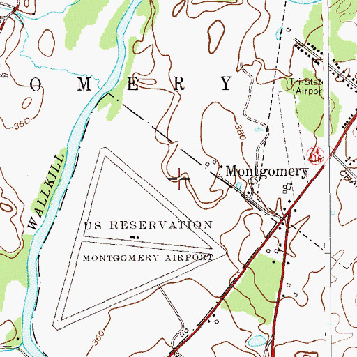 Topographic Map of Orange County Airport, NY