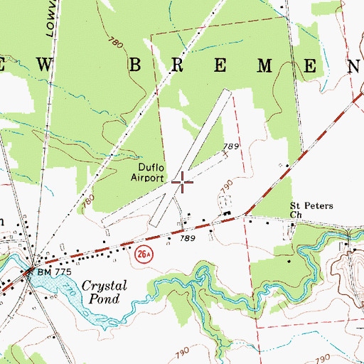 Topographic Map of Duflo Airport, NY